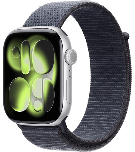 Apple Watch Series 11 42mm, Silver Aluminum Case with Sport Loop Anchor Blue